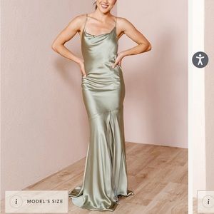Revelry bridesmaid dress in silver sage